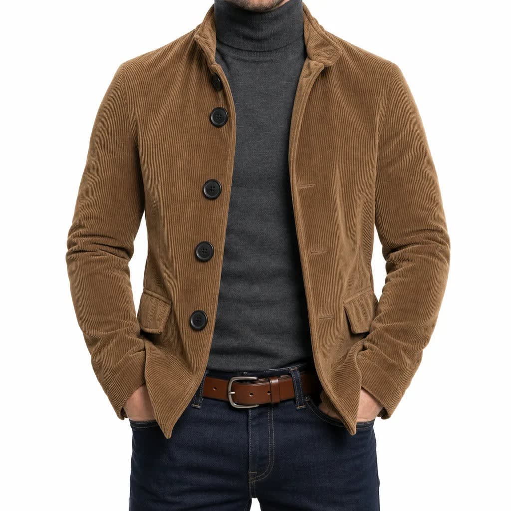 Men's Corduroy Stand Collar Jacket | Ciaran_4
