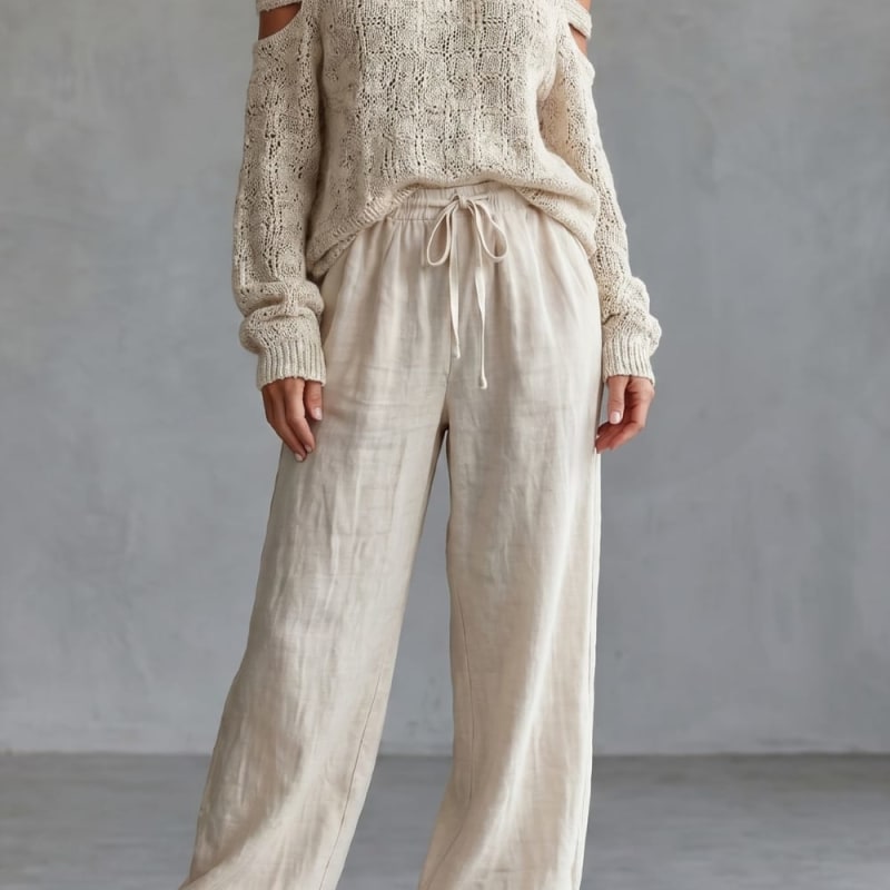 Women's Cold Shoulder Knit Jumper & Trouser Set | Hallie_1