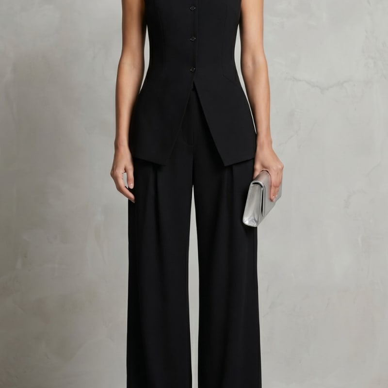 Women's Sleeveless Wide Leg Trouser Suit | Greer_1
