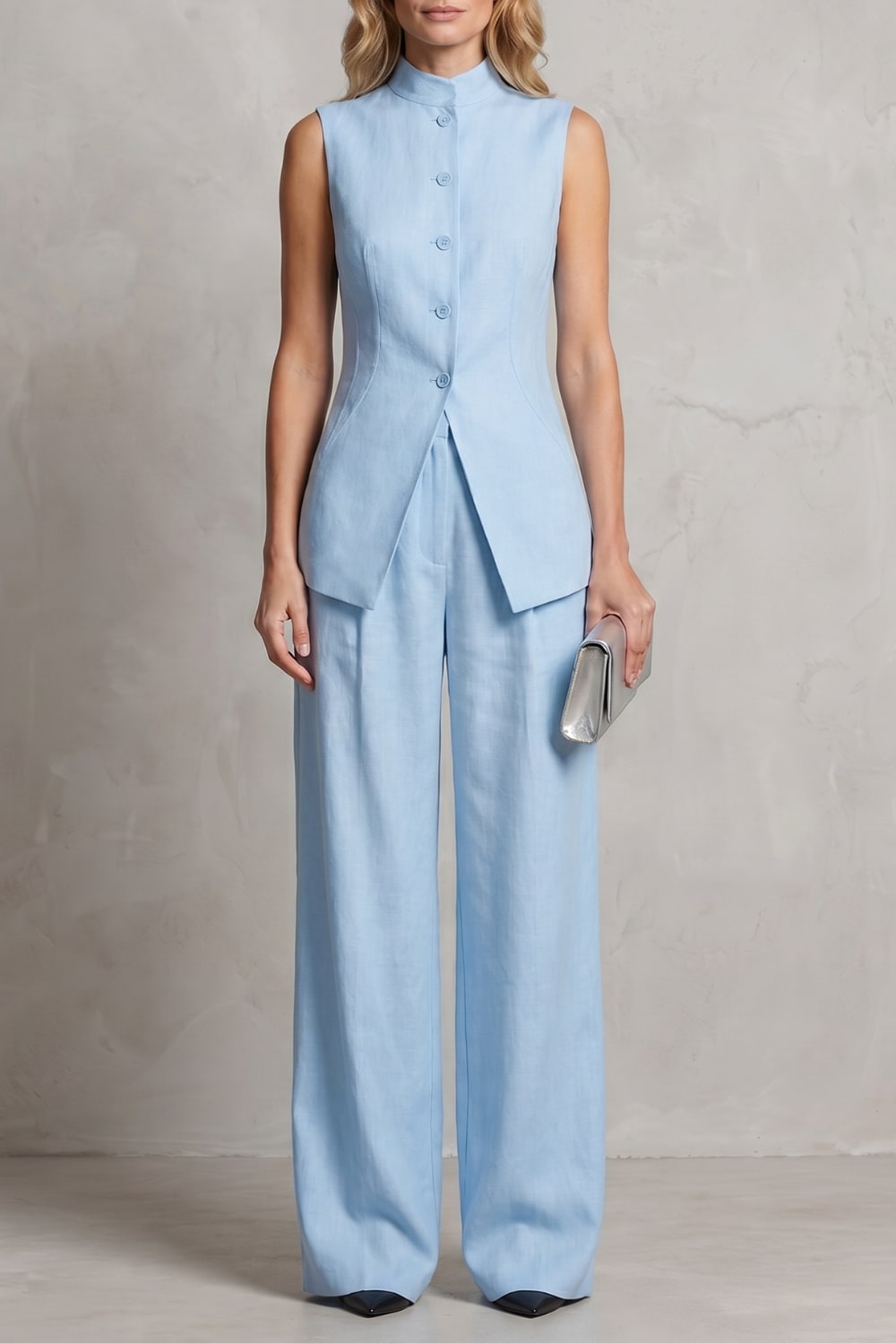 Women's Sleeveless Wide Leg Trouser Suit | Greer_13