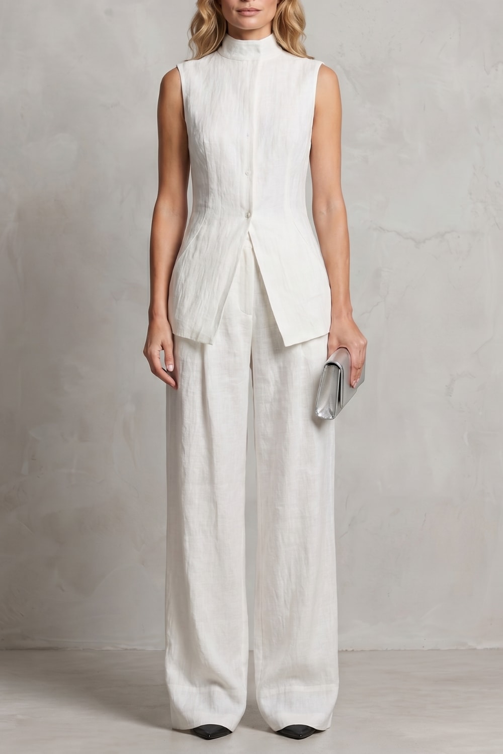 Women's Sleeveless Wide Leg Trouser Suit | Greer_5