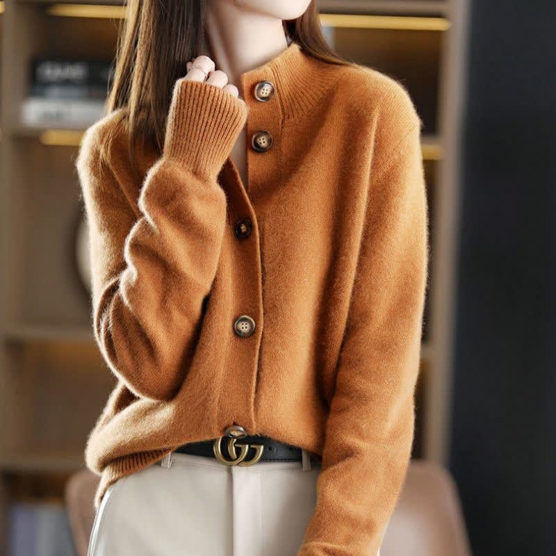 Women's High Neck Cashmere Blend Cardigan | Erin_1