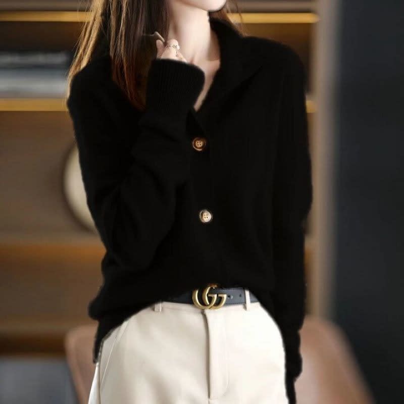 Women's High Neck Cashmere Blend Cardigan | Erin_5