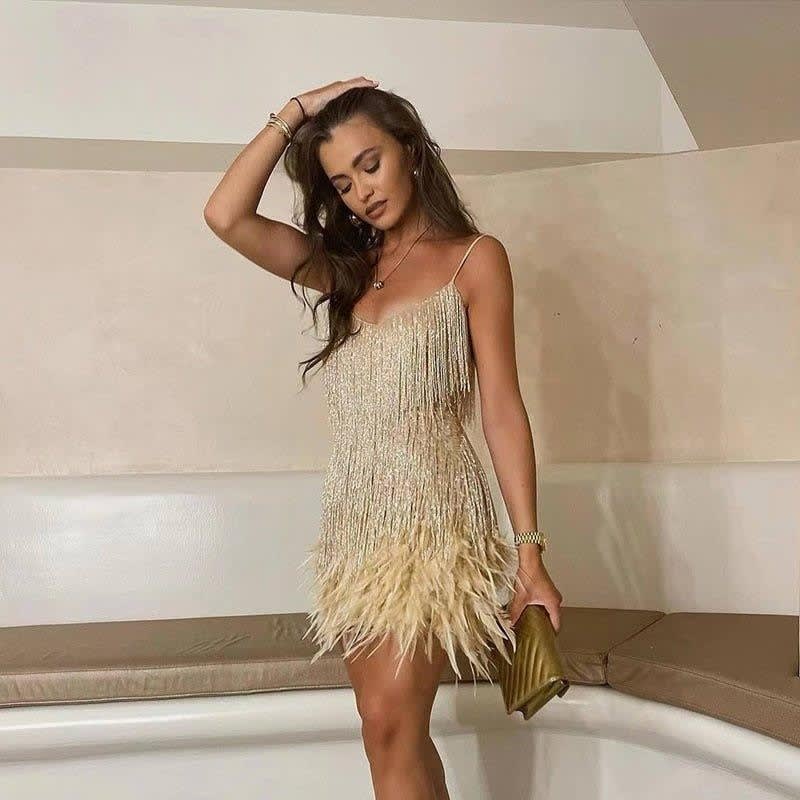 Women's Sequin Fringe Cocktail Dress | Daniela_10