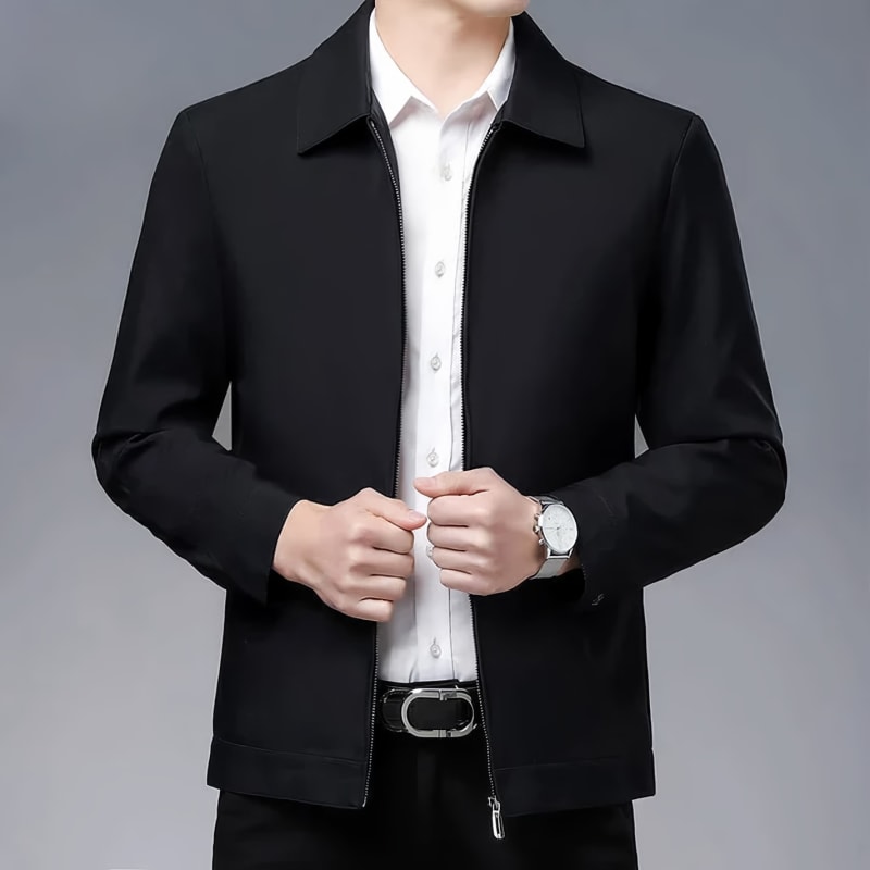 Men's Wool Blend Zip Collared Jacket | Felix_1