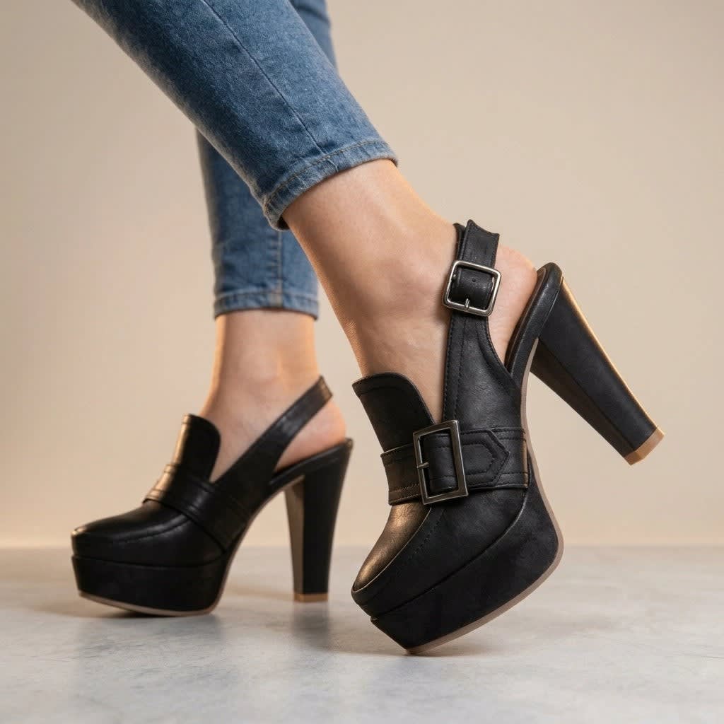 Women's Suede Platform Block Heels | Calista_6