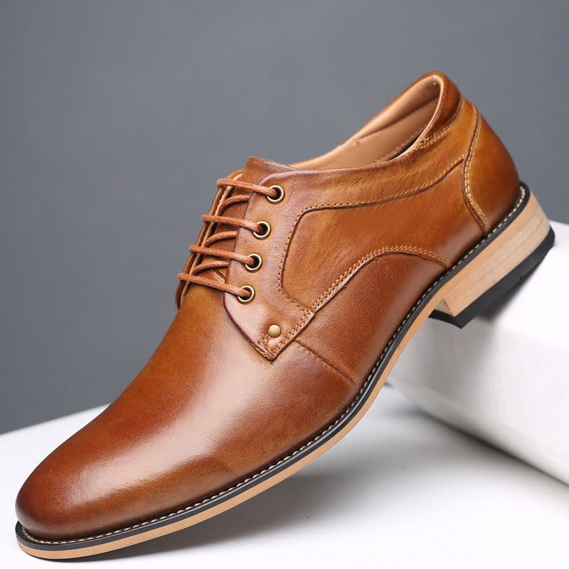Men's Leather Lace-Up Derby Shoes | Ifor_1