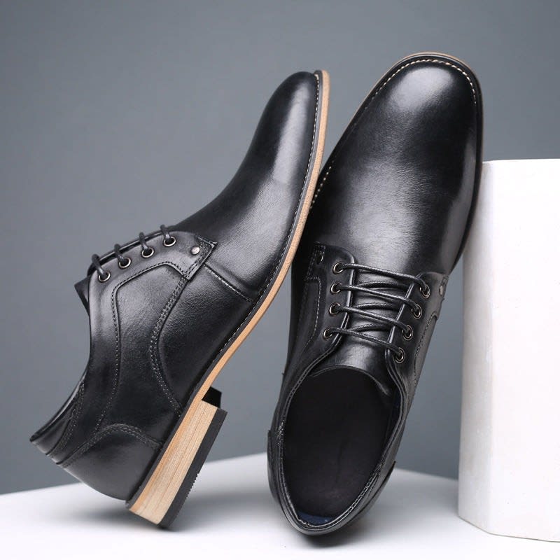 Men's Leather Lace-Up Derby Shoes | Ifor_4