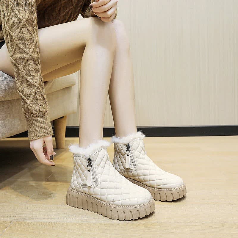 Women's Quilted Faux Fur Ankle Boots | Finola_9