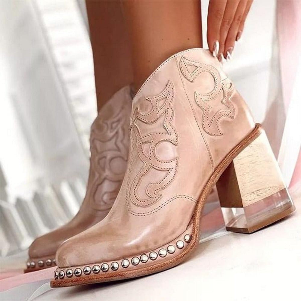 Women’s Western Ankle Boots With Unique Design| Bella