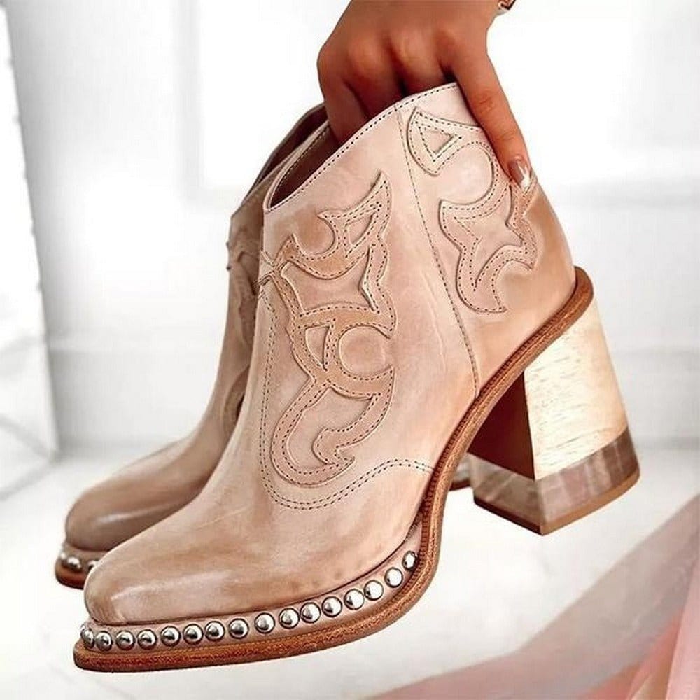 Women’s Western Ankle Boots With Unique Design| Bella
