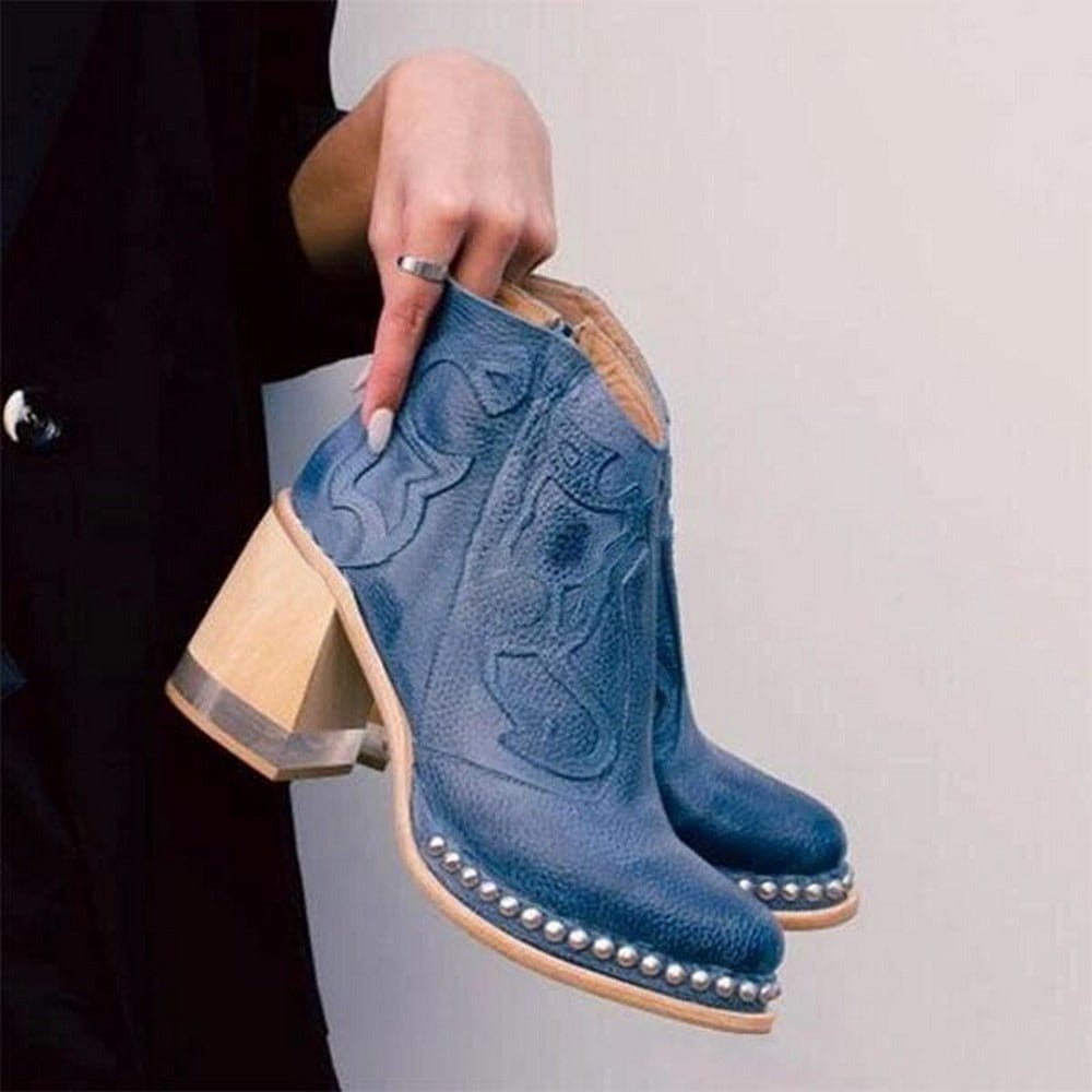 Women’s Western Ankle Boots With Unique Design| Bella