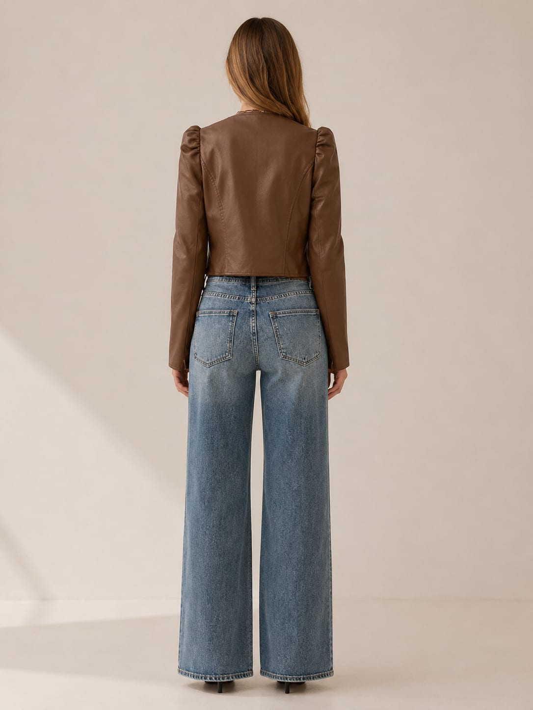 Women's Cropped Puff Sleeve Jacket with Open Front | Paige Bradley_2