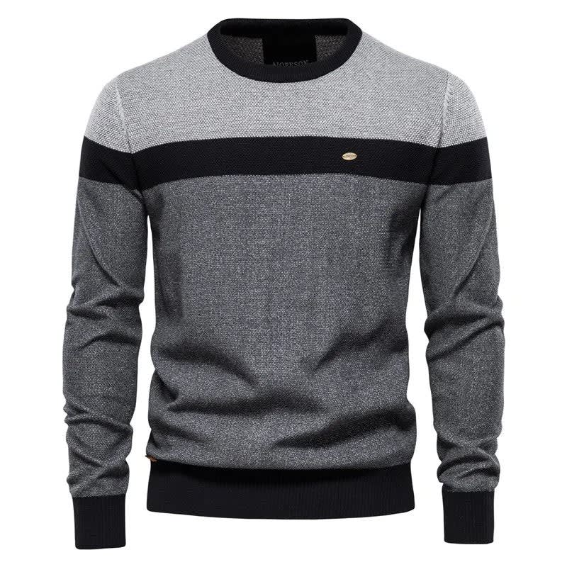 Men's Color Block Crew Neck Jumper | Wyatt_3