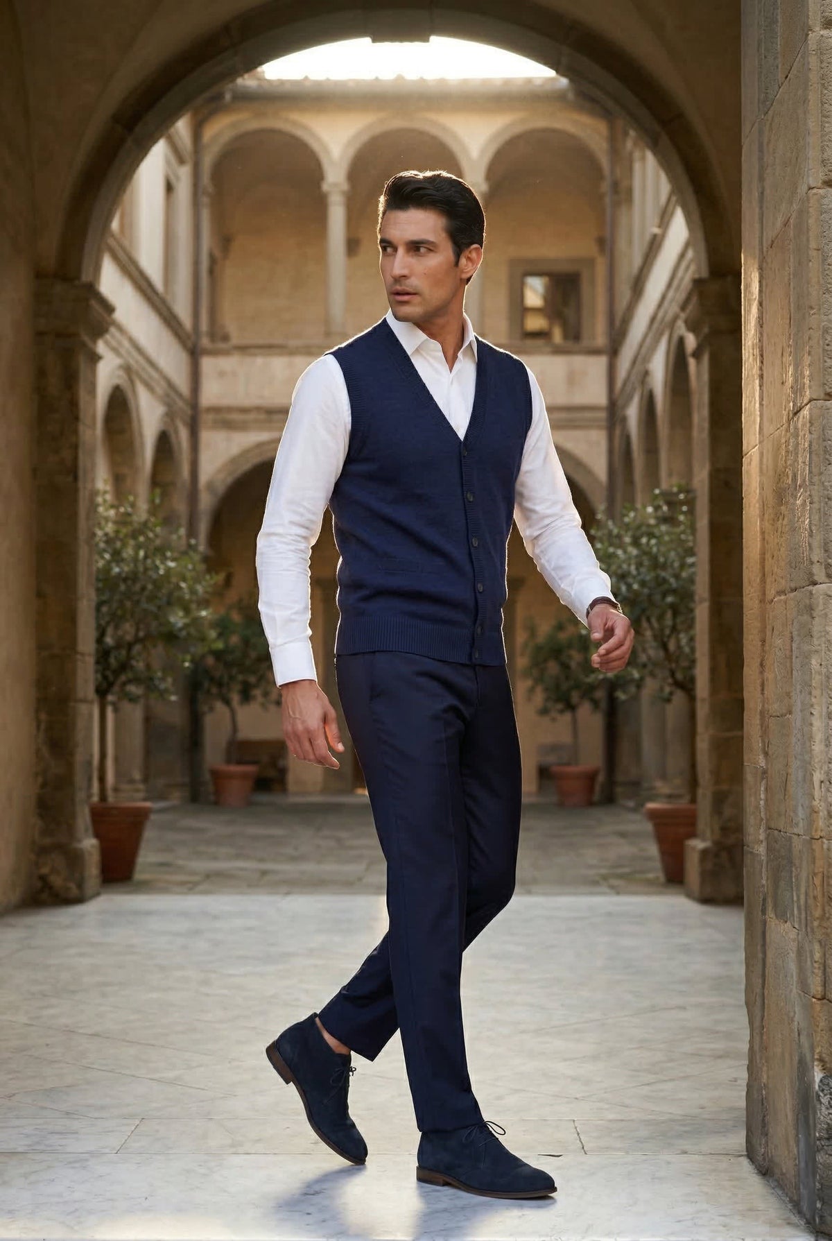 Men's V-Neck Sleeveless Cardigan | Jasper_10