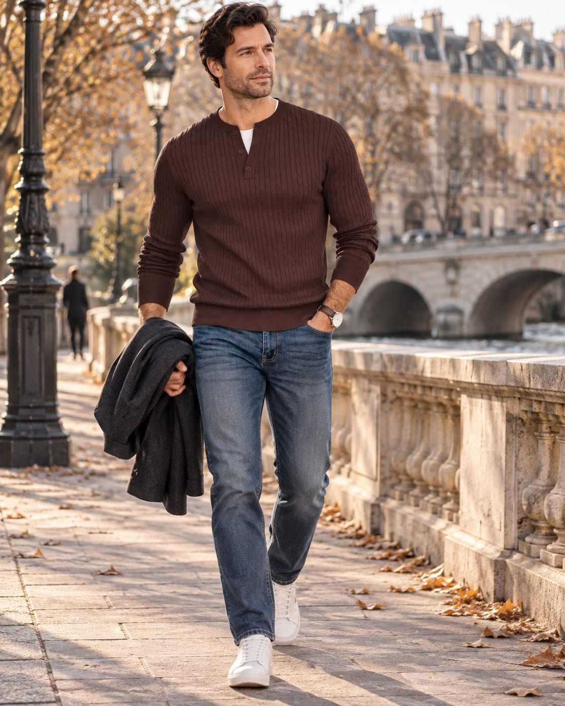 Men's Cable Knit Henley Jumper | Fergus_2