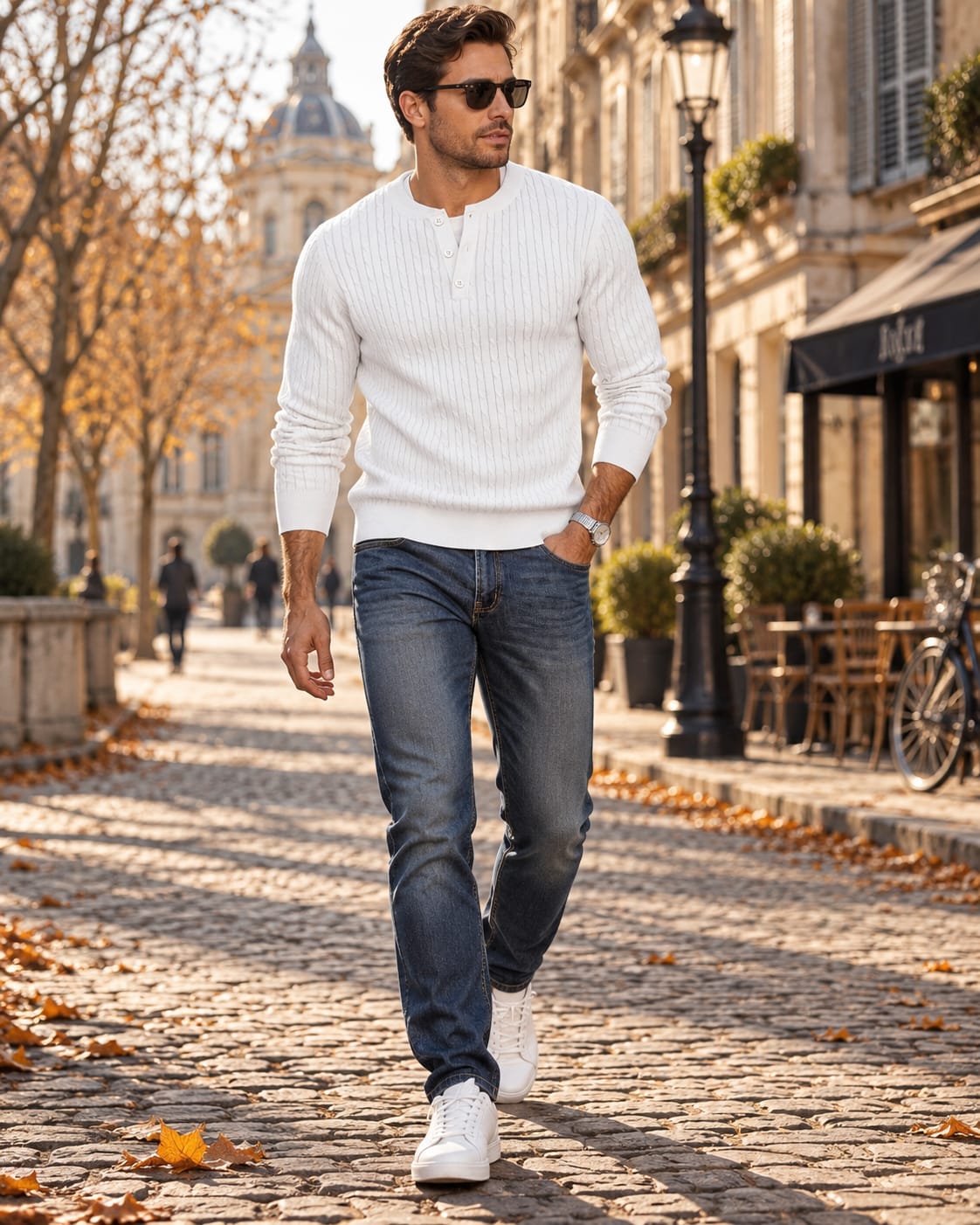 Men's Cable Knit Henley Jumper | Fergus_6