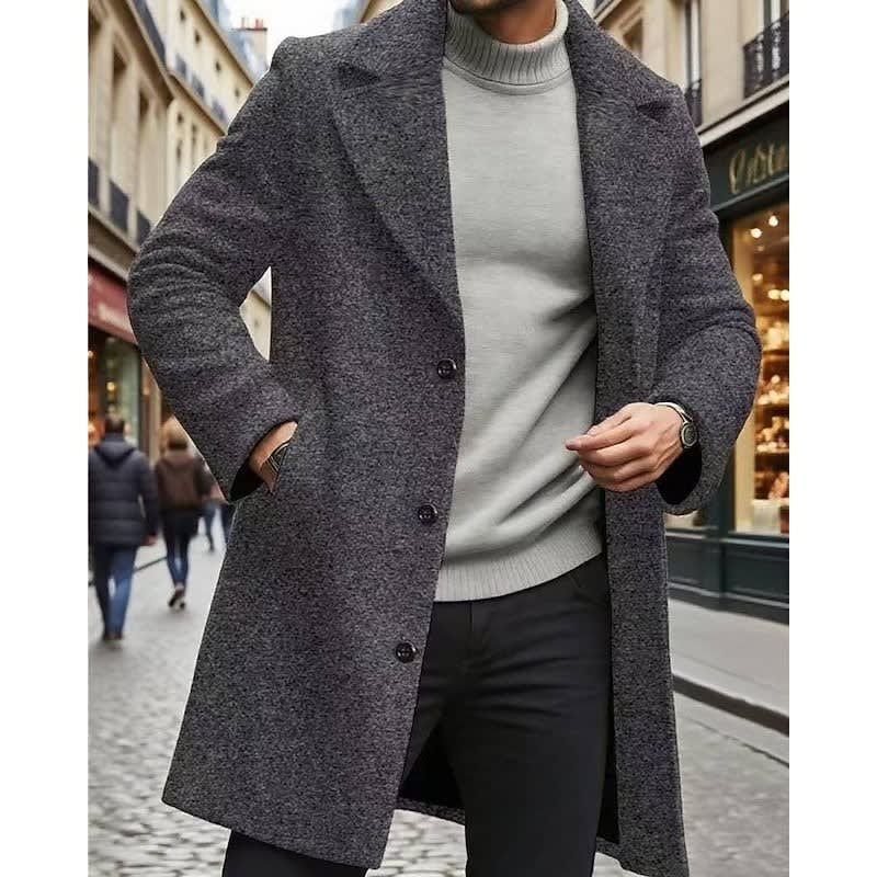Men's Single-Breasted Longline Overcoat | Byron_1