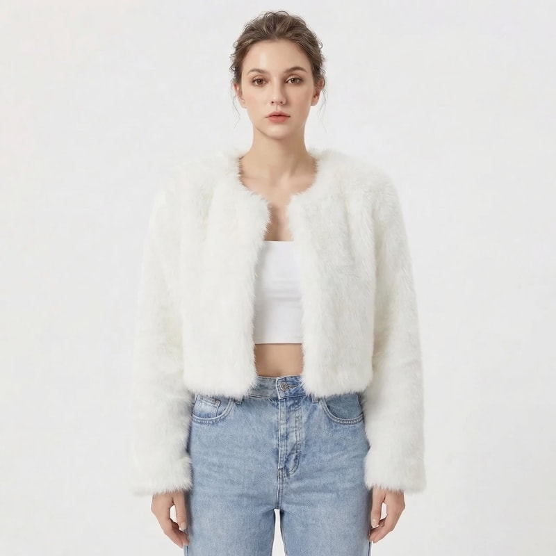 Women's Cropped Faux Fur Jacket | Prudentia_1