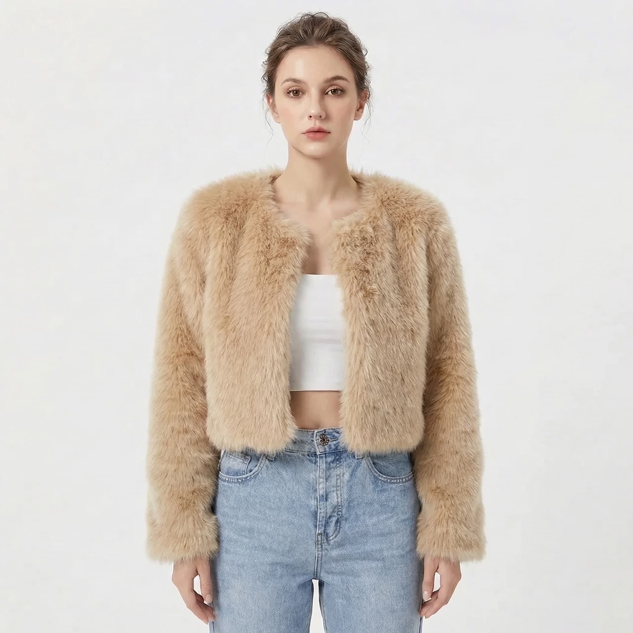 Women's Cropped Faux Fur Jacket | Prudentia_6