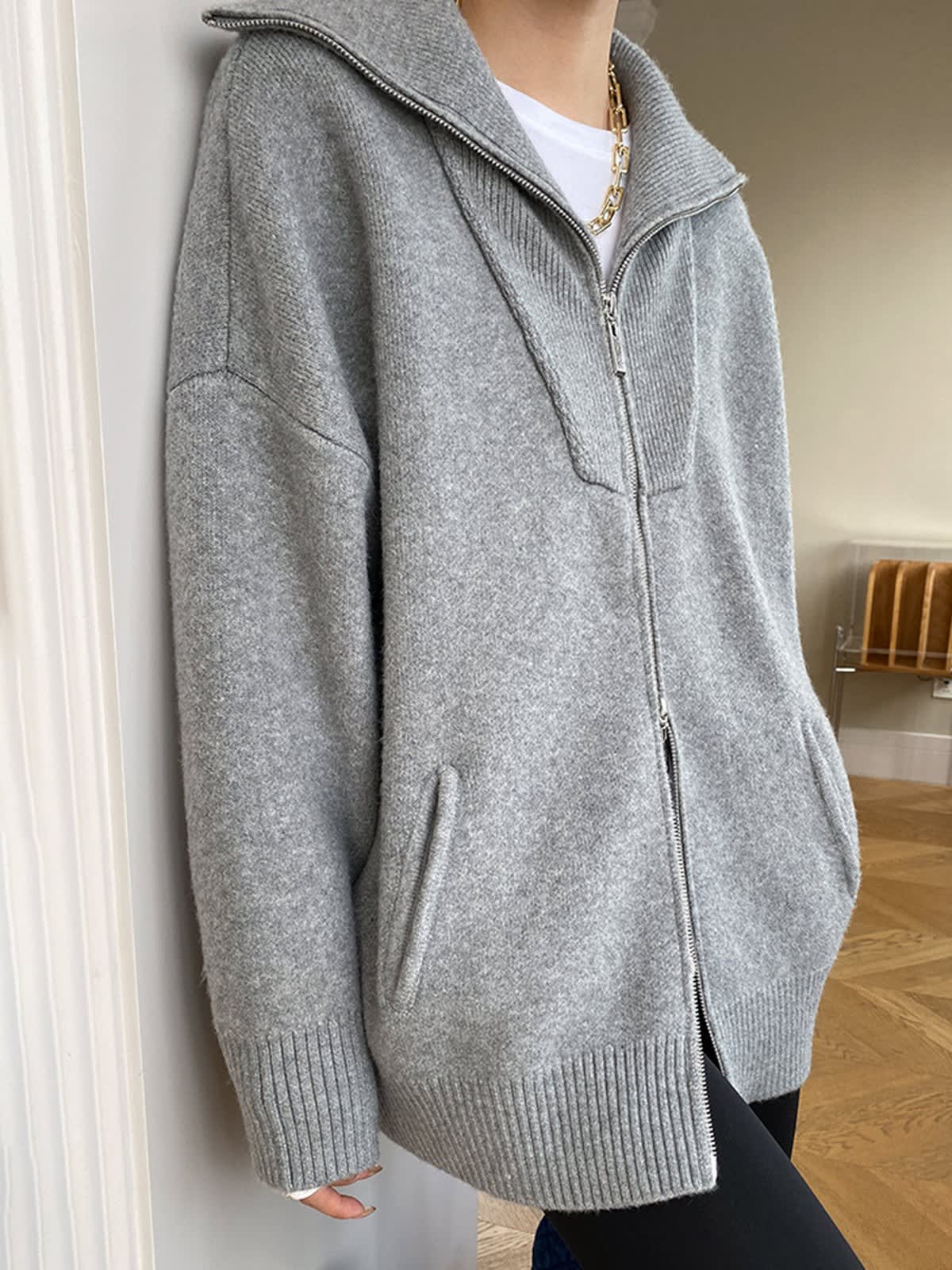 Women's Oversized Zip Up Cardigan | Sybilla_3
