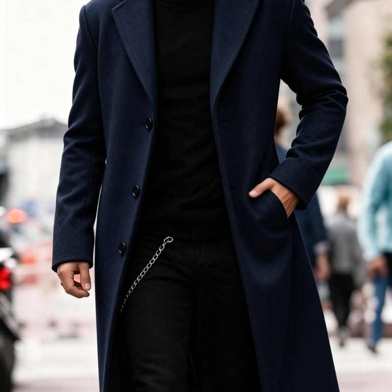 Men's Single Breasted Longline Overcoat | Anthony_1