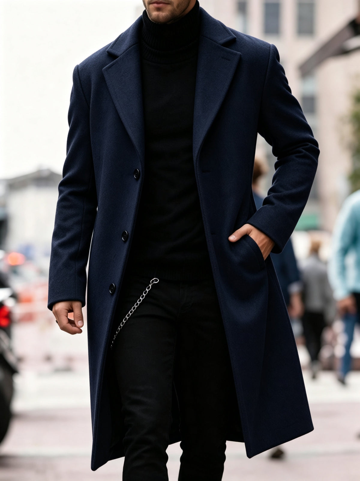 Men's Single Breasted Longline Overcoat | Anthony_2