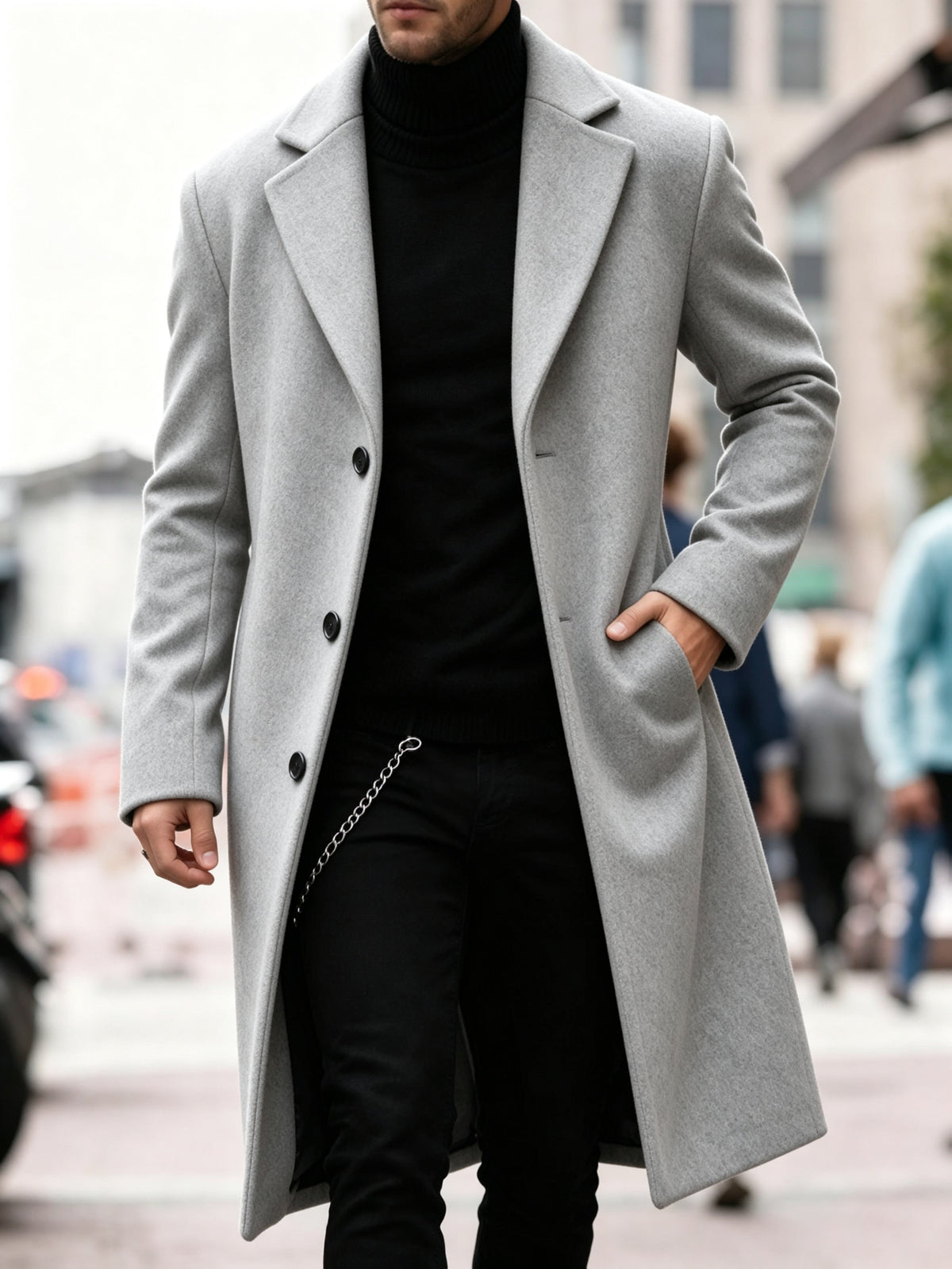 Men's Single Breasted Longline Overcoat | Anthony_20