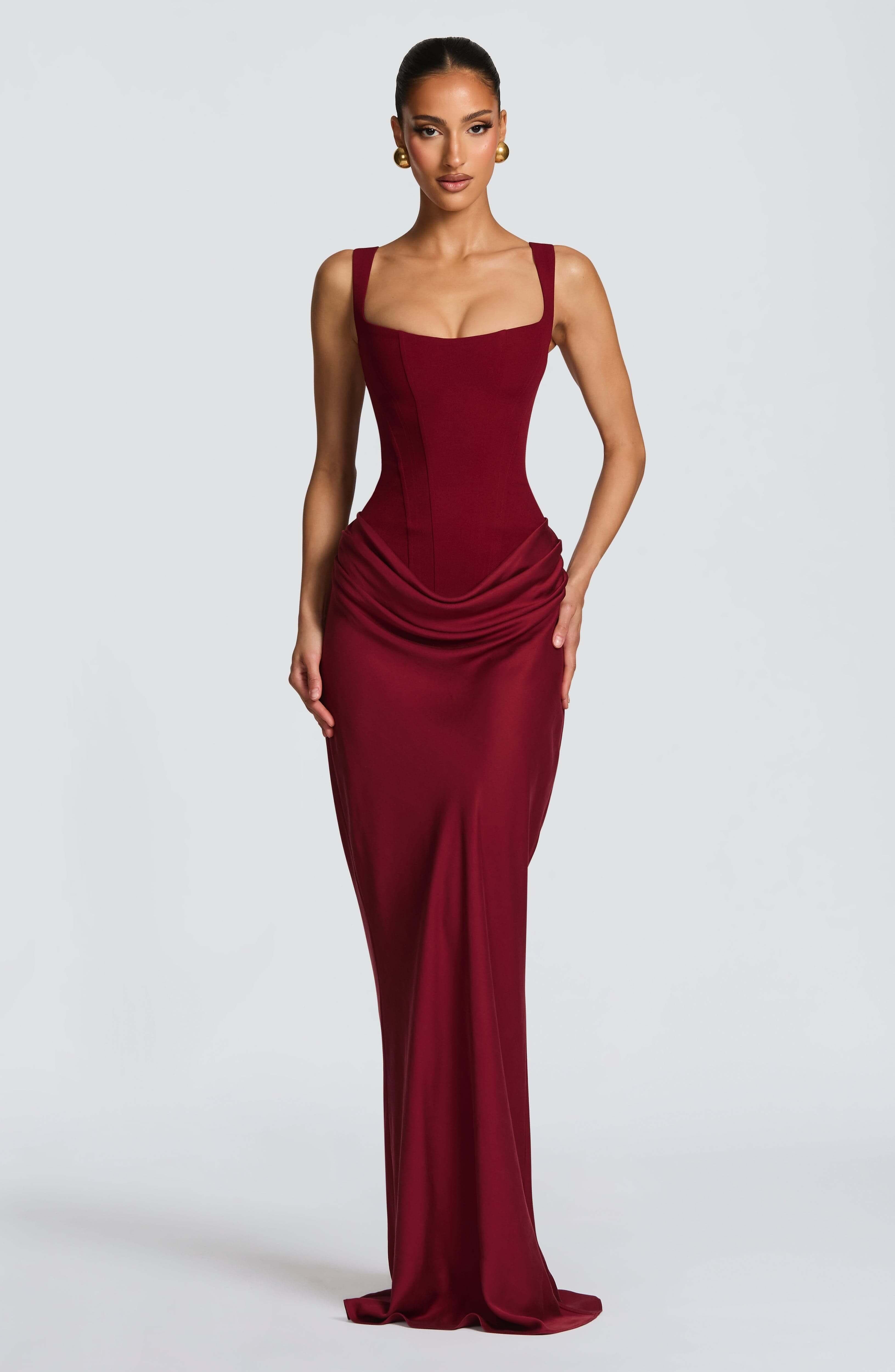 Women's Square Neck Bodycon Wedding Guest Maxi Dress | Coralie_5