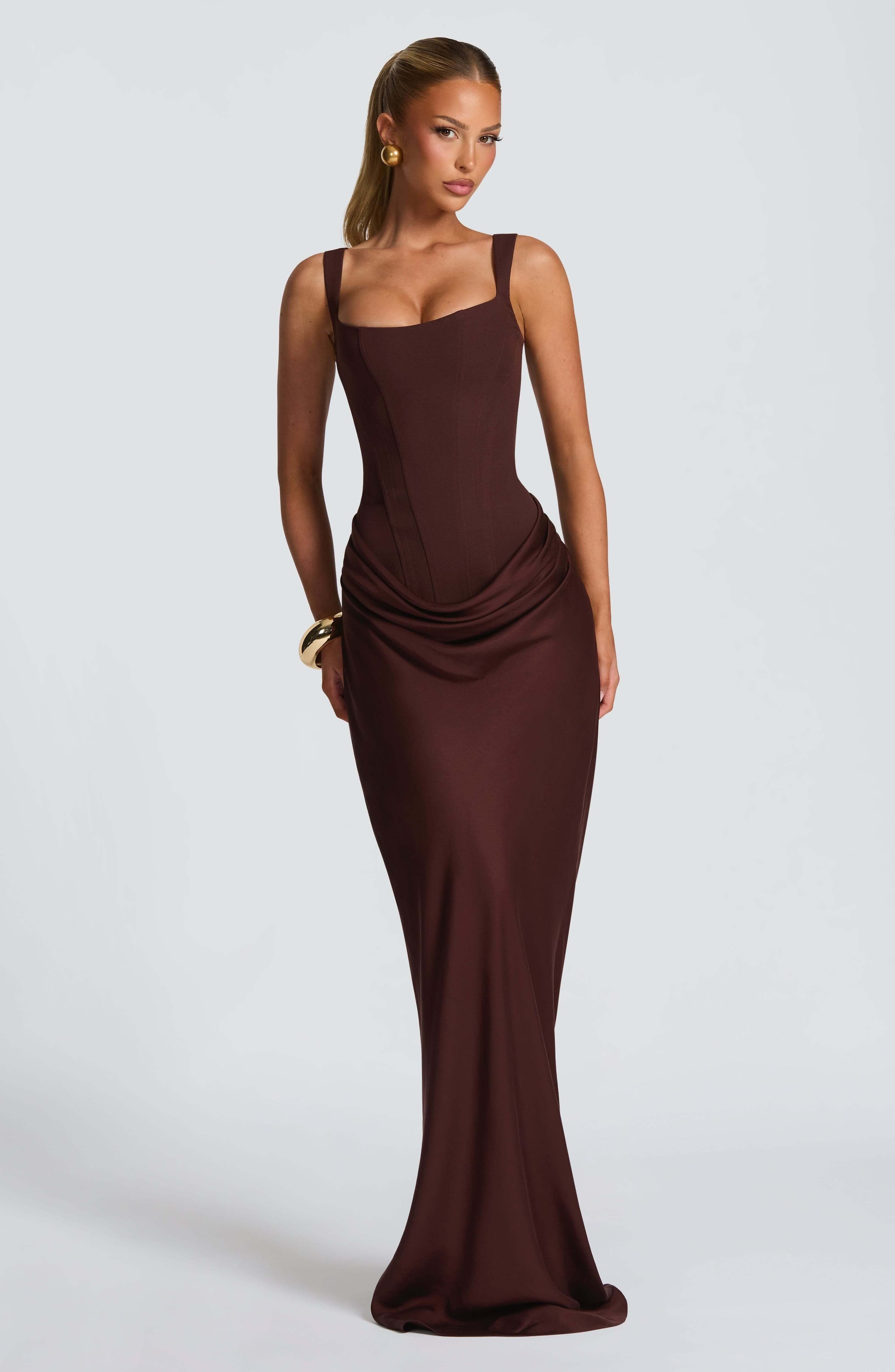 Women's Square Neck Bodycon Wedding Guest Maxi Dress | Coralie_6