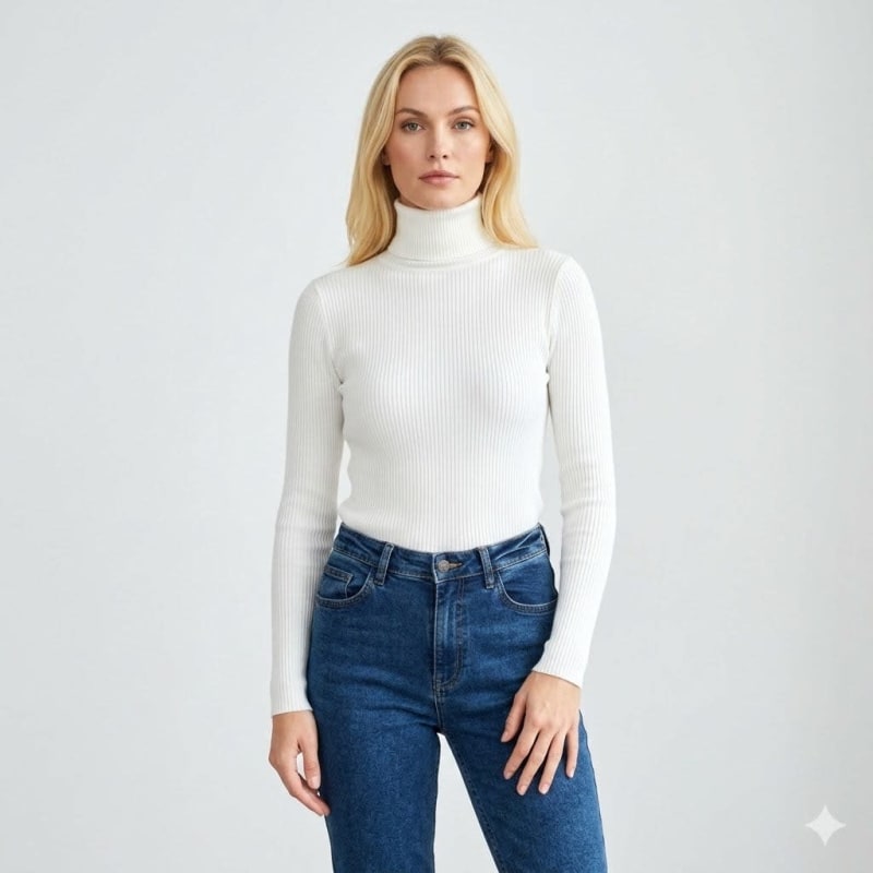 Women's Ribbed Knit Turtleneck Top | Delia_1