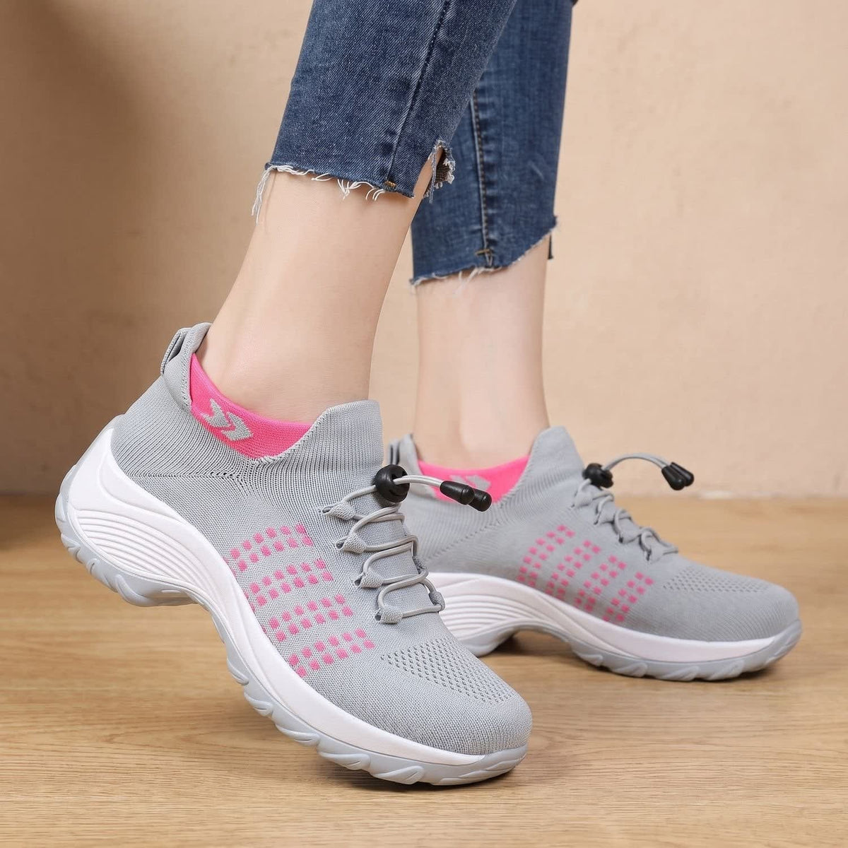 Women's Sock Knit Orthopedic Trainers | Alwena_11