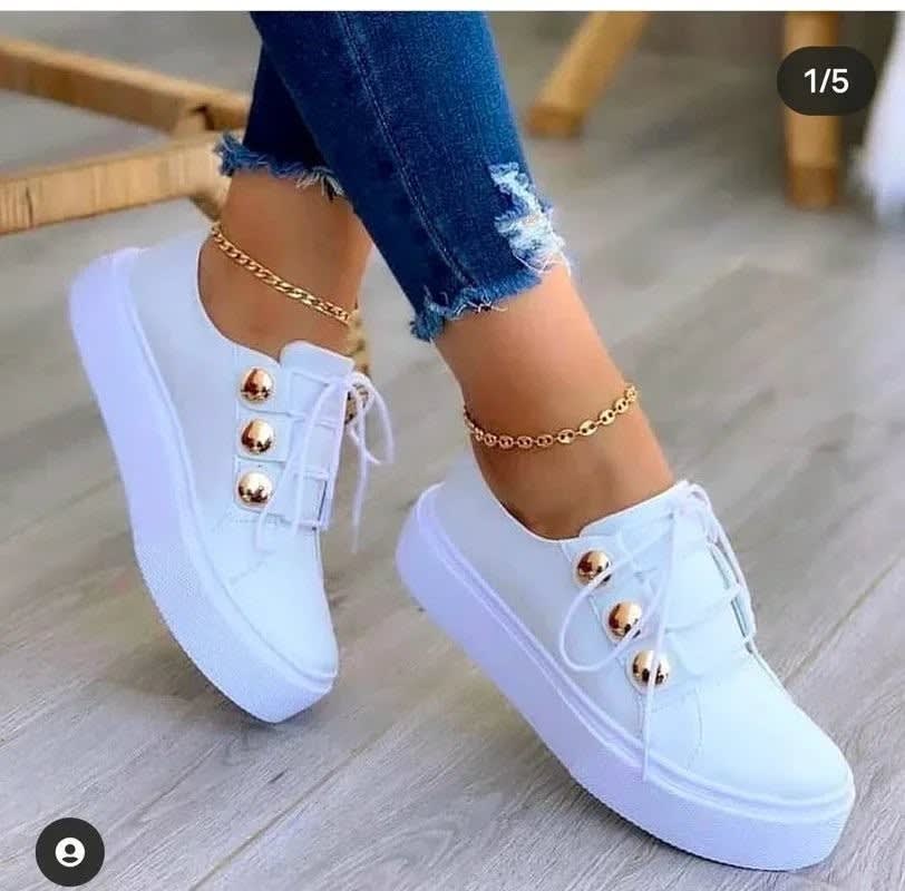 Women's Gold Stud Platform Orthopedic Trainers | Netta_6