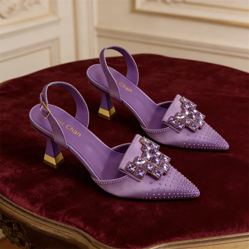 Women's Embellished Slingback Kitten Heels | Ebrel_2