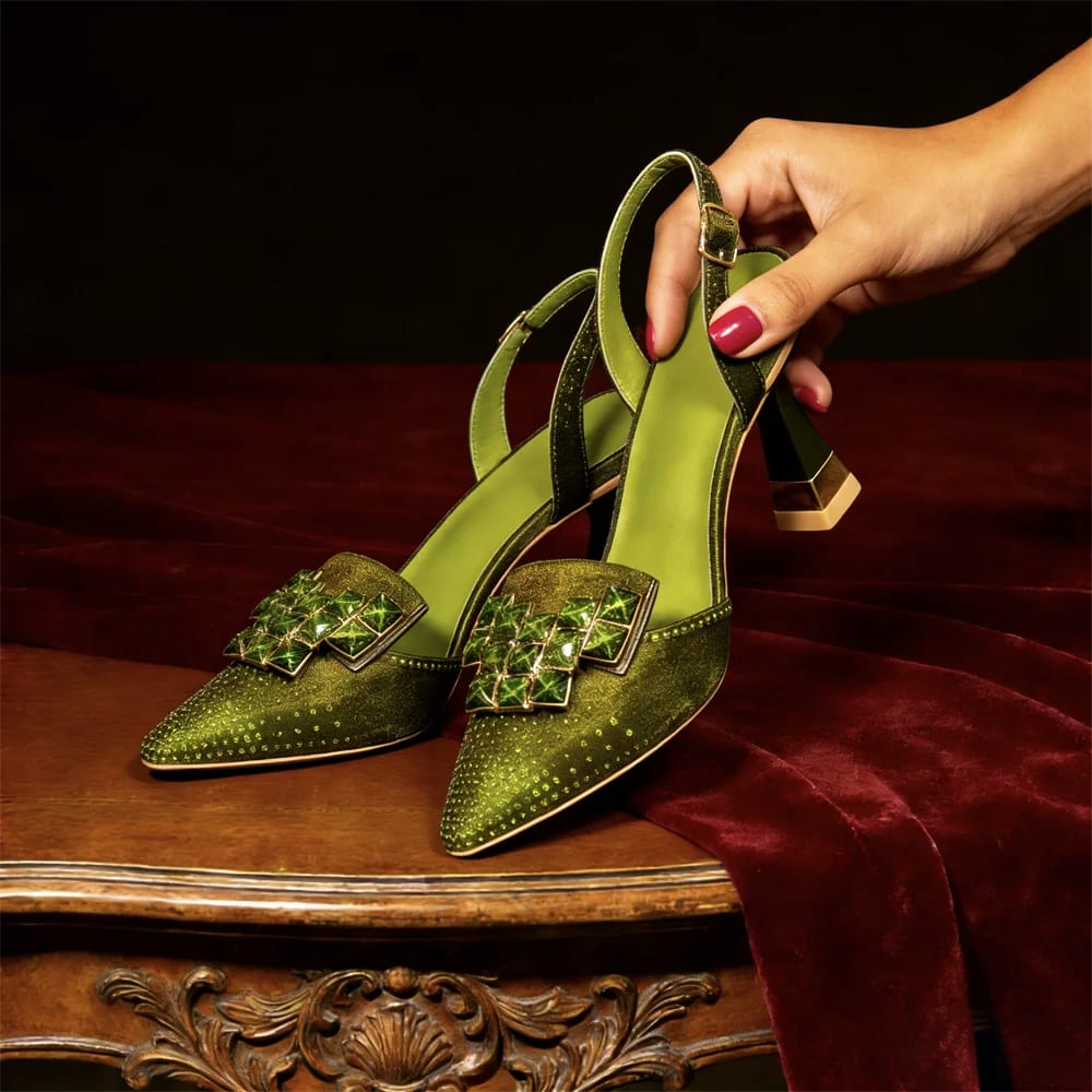 Women's Embellished Slingback Kitten Heels | Ebrel_25