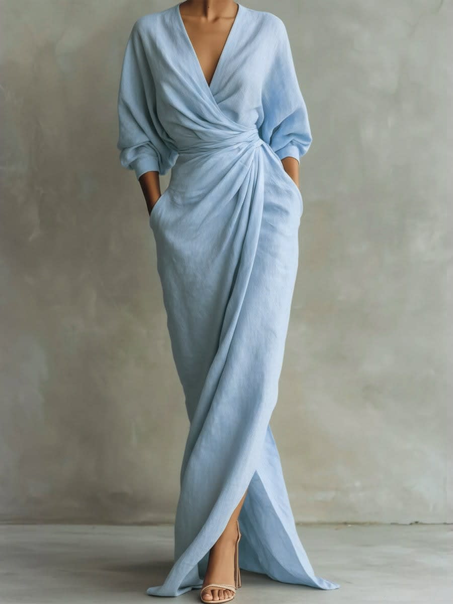 Women's Linen Wrap Maxi Dress | Zipporah_6
