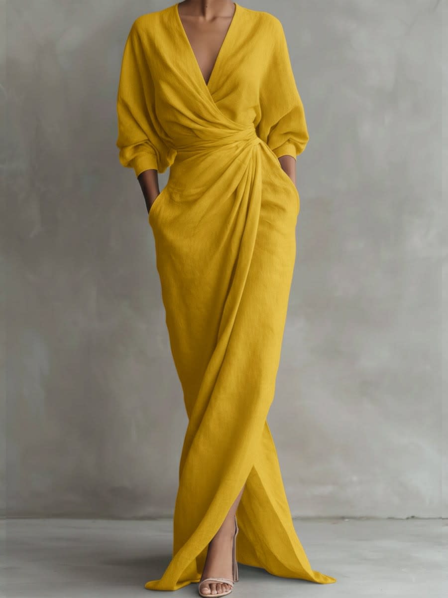 Women's Linen Wrap Maxi Dress | Zipporah_7