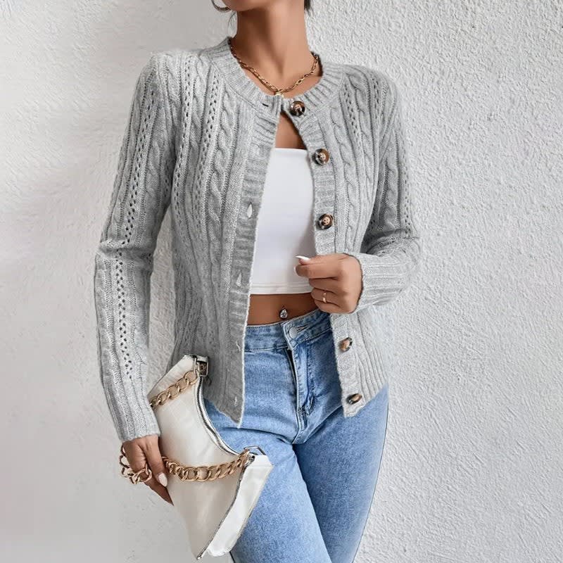 Women's Cable Knit Cropped Cardigan | Eveline_2