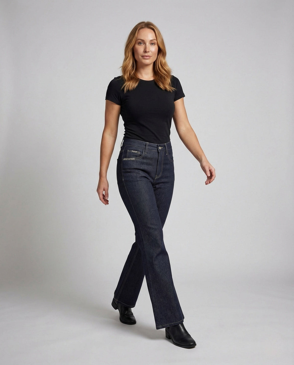 Women's Contrast Stitch Bootcut Jeans | Elizabeth_2