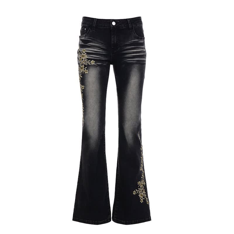Women's Floral Embroidered Flared Jeans | Marianne_6