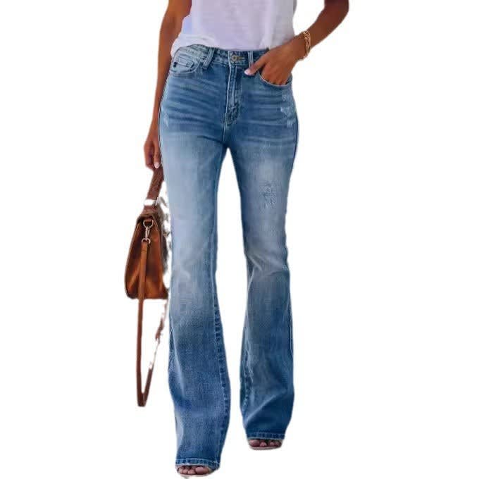 Women's Light Wash High Waist Flared Jeans | Eloise_5