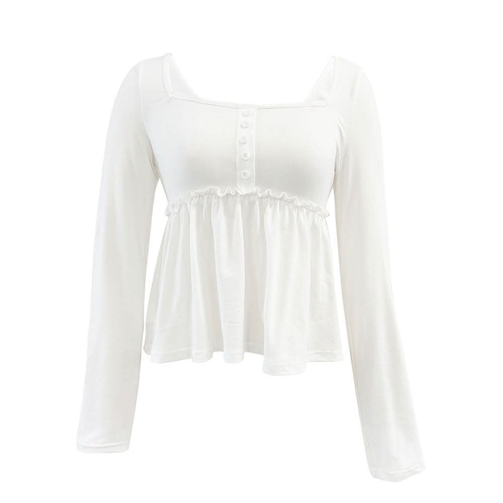 Women's Square Neck Ruched Peplum Top | Nancy_5