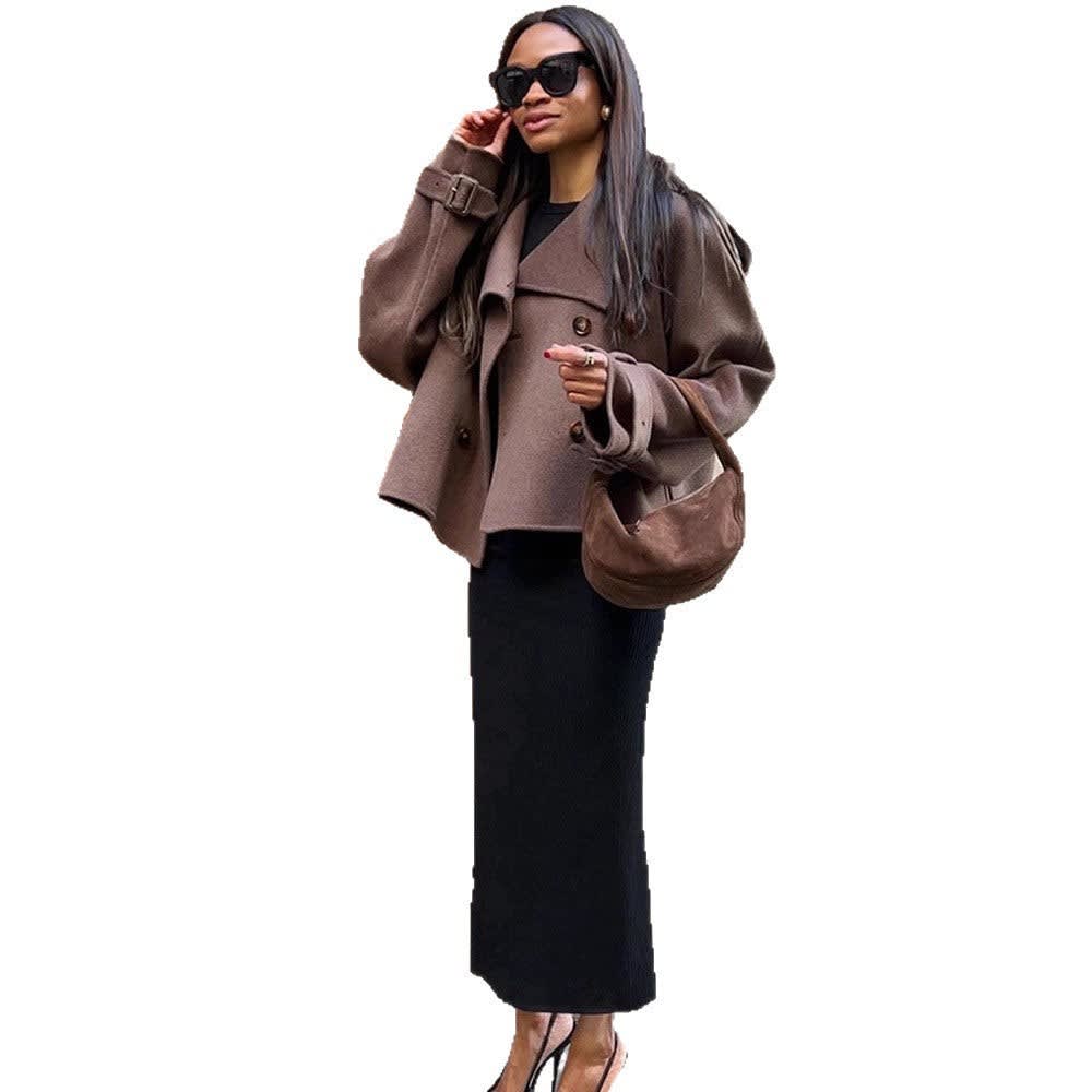 Women's Cropped Epaulette Pea Coat | Margot_5