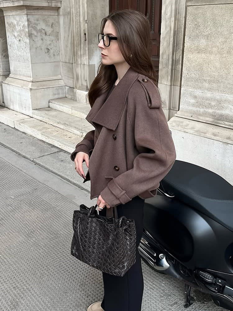 Women's Cropped Epaulette Pea Coat | Margot_6