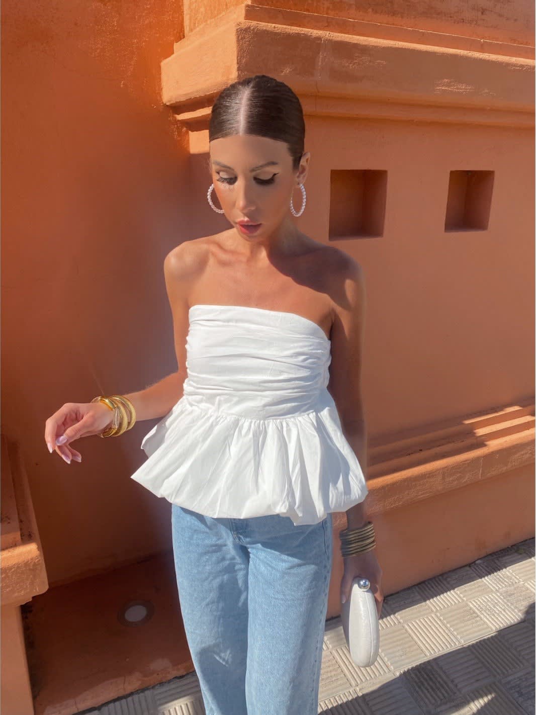 Women's Strapless Peplum Top | Miranda_3