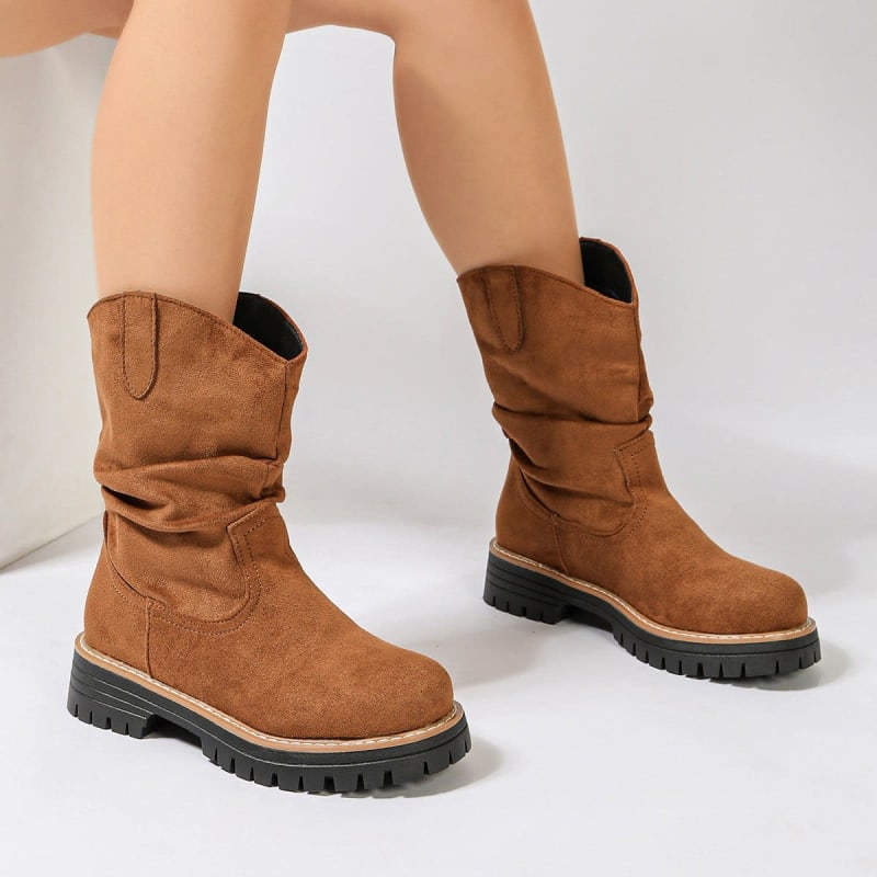 Women's Suede Slouch Mid Calf Boots | Portia_1