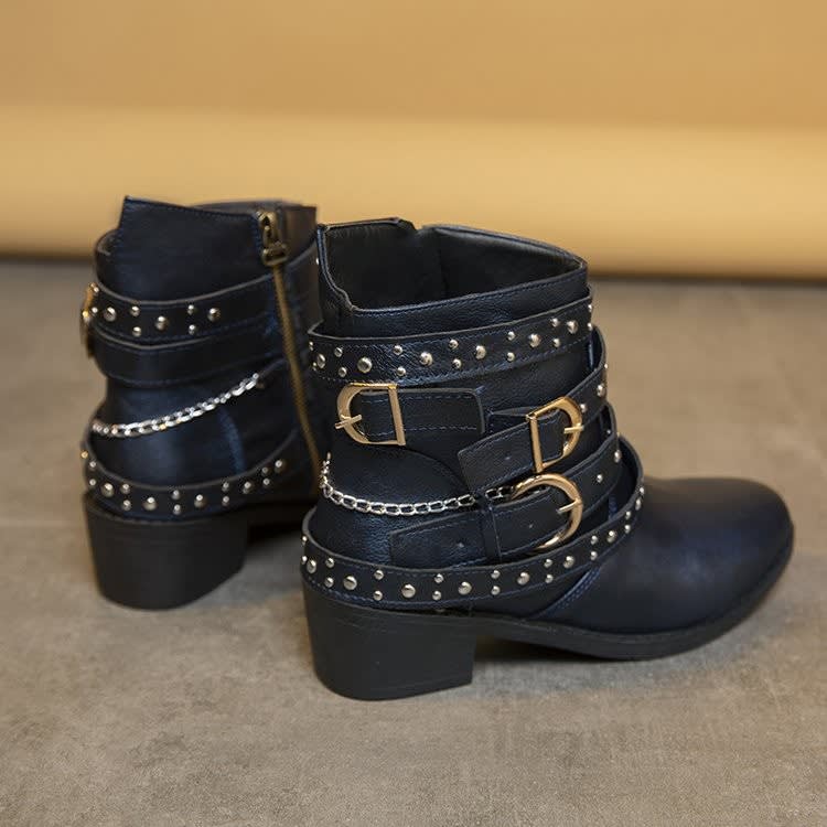Women's Studded Buckle Ankle Boots | Eloise_4