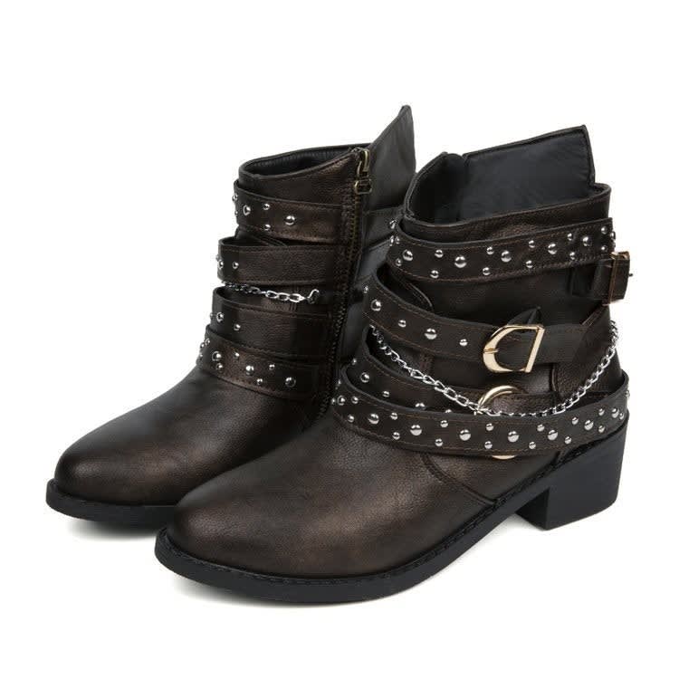 Women's Studded Buckle Ankle Boots | Eloise_6