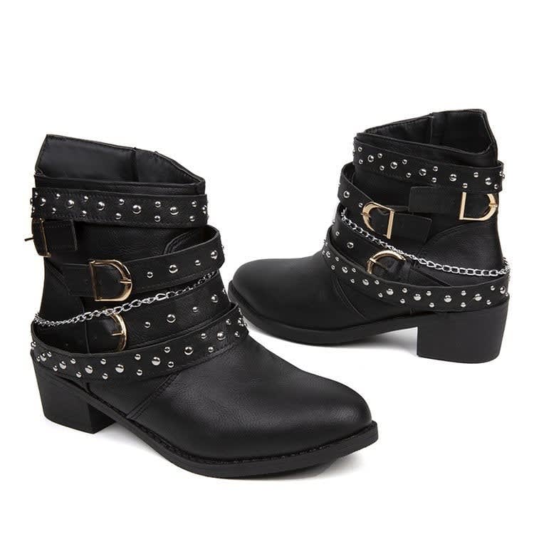 Women's Studded Buckle Ankle Boots | Eloise_8