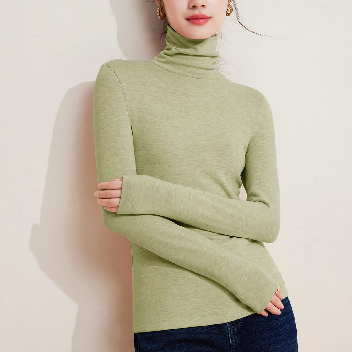 Women's Fleece Lined Turtleneck Thermal Top | Tina_6